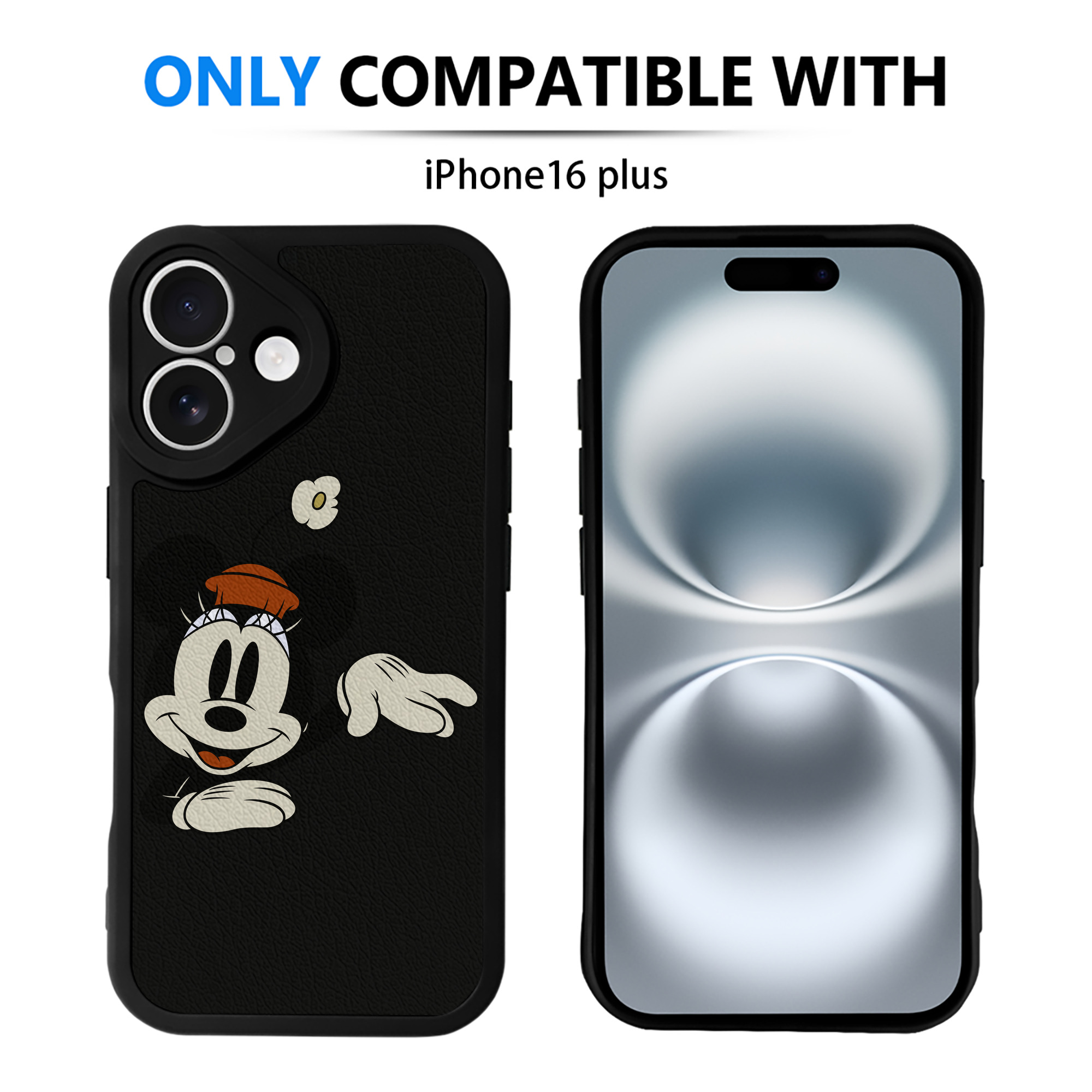 （画像用） ミッキーマウス Mickey Mouse 【iPhone 16シリーズ対応】シリコンスマホケース（レザー調） 材質：シリコン